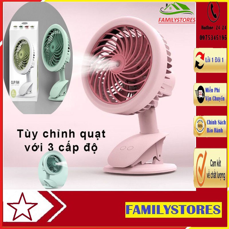 Quạt Phun Sương Kẹp Bàn Mini Clip Fan,Quạt Hơi Nước Đa Năng,Tiện Dụng