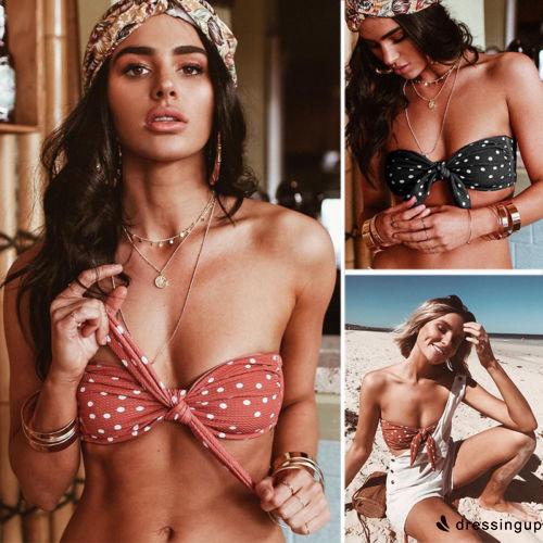 Bộ bikini 2 mảnh nâng dáng họa tiết chấm bi buộc nơ quyến rũ cá tính dành cho nữ | BigBuy360 - bigbuy360.vn