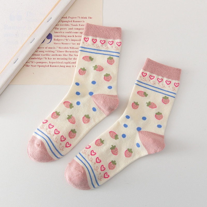 Vớ Cotton Cổ Thuyền In Họa Tiết Báo Hồng / Dâu Tây Dễ Thương Phong Cách Harajuku Nhật Bản Cho Nữ