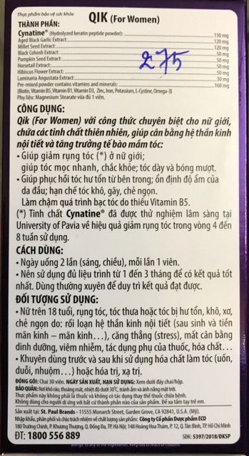 [CHÍNH HÃNG] Giảm rụng tóc, giúp tóc mọc nhanh QIK NAM/NỮ | BigBuy360 - bigbuy360.vn