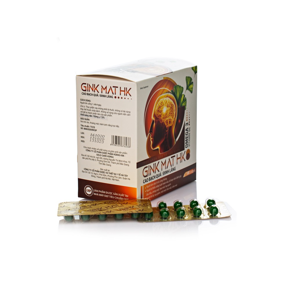 (CHÍNH HÃNG) VIÊN UỐNG GINKMAT HK HỖ TRỢ BỔ NÃO SÁNG MẮT 100 VIÊN | Thế Giới Skin Care