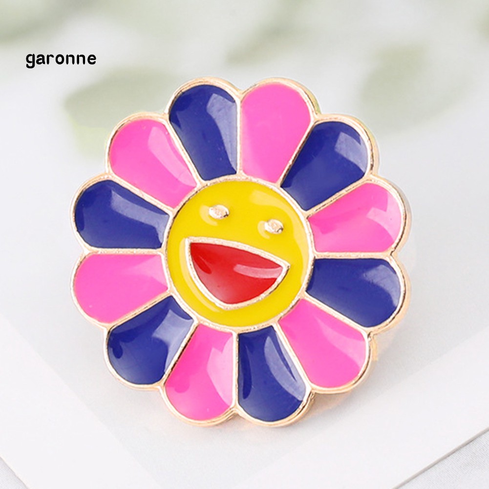 GA_Colorful Sunflower Smile Brooch Pin Collar Badge Bags Jewelry Clothes Decor