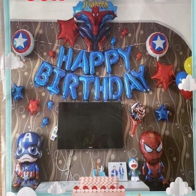 Bóng trang trí sinh nhật siêu nhân heo peppa doremon công chúa kitty cho bé trai và bé gái