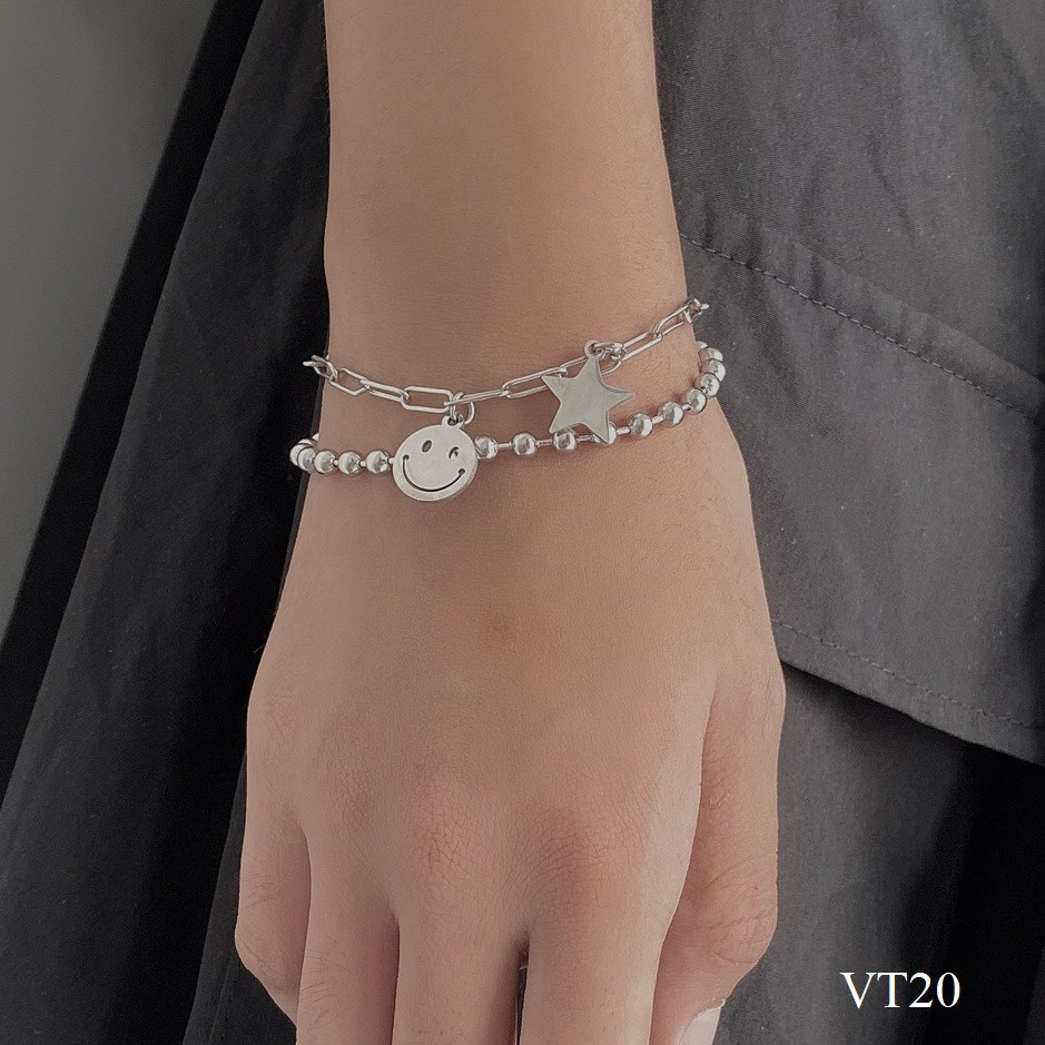 Lắc tay 2 tầng đính sao và mặt cười cá tính VT20 Maycorner