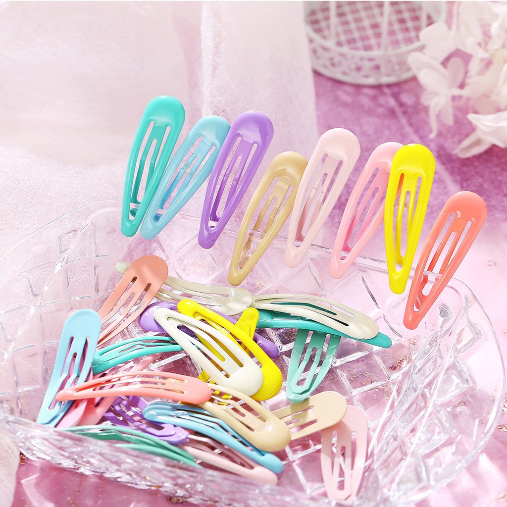 Set 10 kẹp bấm mái nhiều màu pastel - kèm túi zip/túi rút cực xinh cho nữ - kẹp tóc phong cách Hàn Quốc - Selenshop