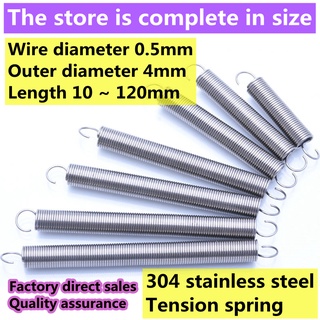  Thép không gỉ 304 5 chiếc thép lò xo căng thẳng d0.5mm OD4mm chiều dài lò xo căng 15mm ~ 200mm