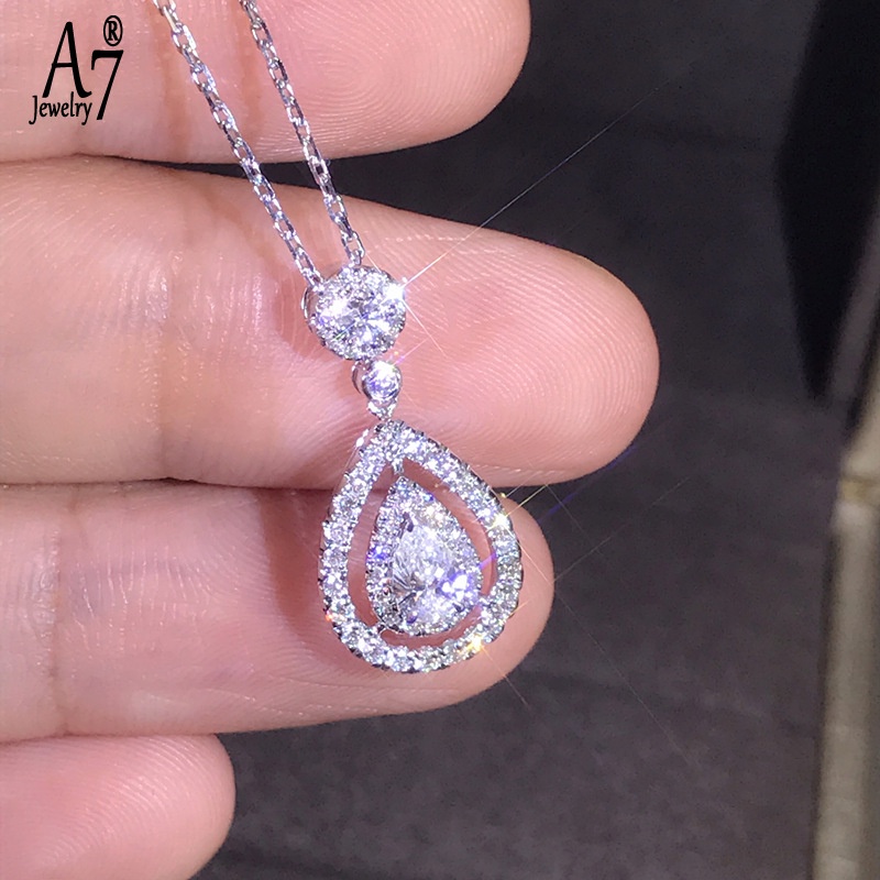 Vòng cổ mạ vàng 18K đính đá hình giọt nước