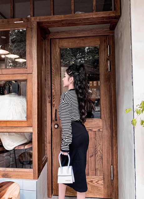 SET ÁO KẺ CHÂN VÁY-video ảnh sàn thật