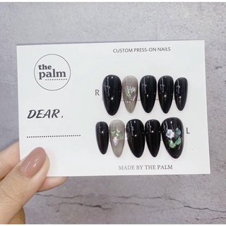 Móng úp thiết kế màu đen c044 ẩn xà cừ đẹp cebi.nailbox