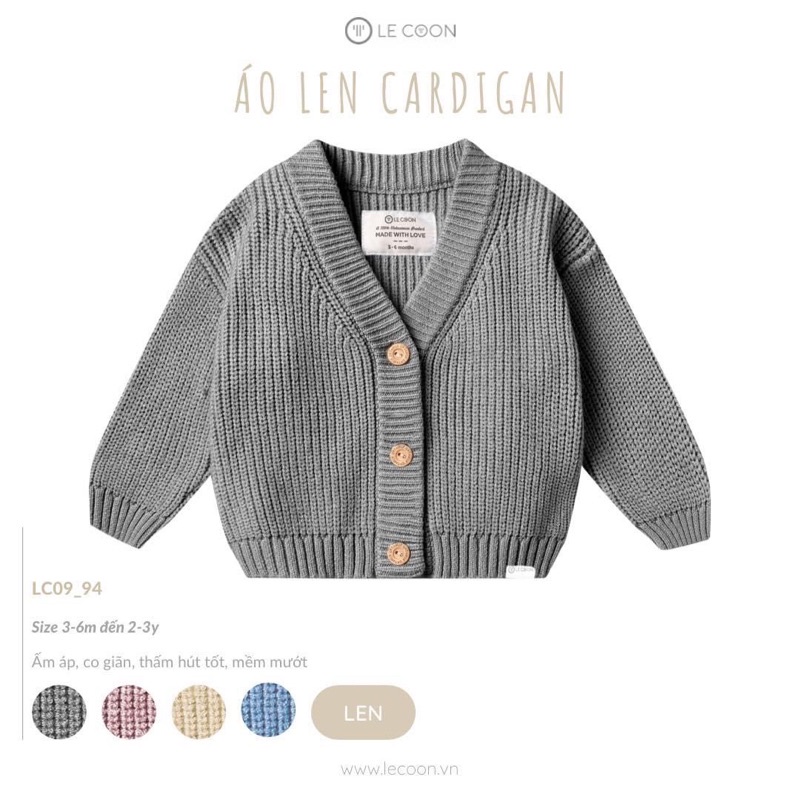 Le coon LC0994 áo len cardigan cho bé 6m-3y AW2022