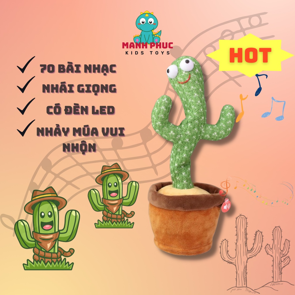 Xương rồng nhảy múa, cây xương rồng phát 100 bài nhạc vui nhộn, nhái lại giọng, sạc USB, phiên bản hoàn hảo