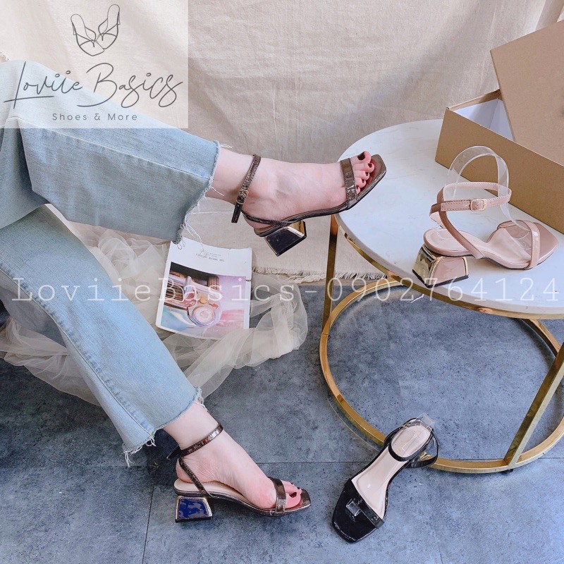 SANDAL CAO GÓT NỮ LOVIIE BASICS - SANDAL QUAI MẢNH 5 PHÂN - GIÀY CAO GÓT ĐẾ VUÔNG 5CM G190414