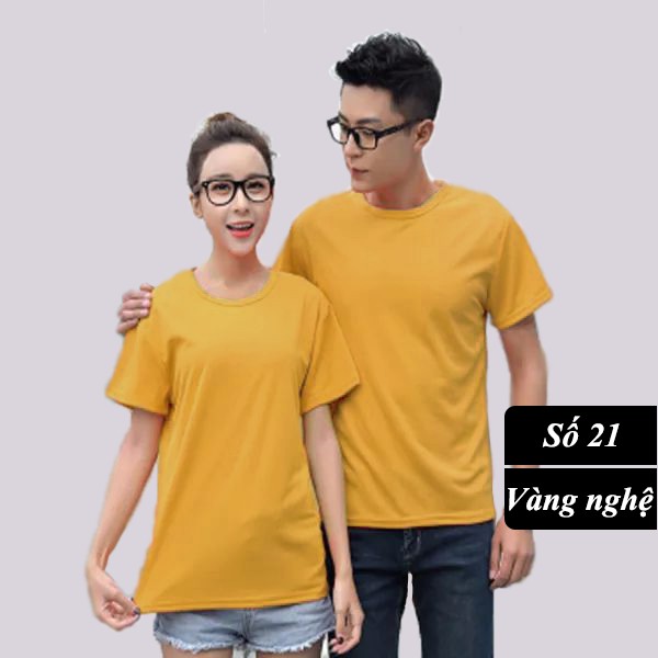 Áo Thun Trơn Áo Phông Cotton Unisex Nam Nữ Vải Dầy Mịn Đẹp Không Xù Lông màu vàng nghệ