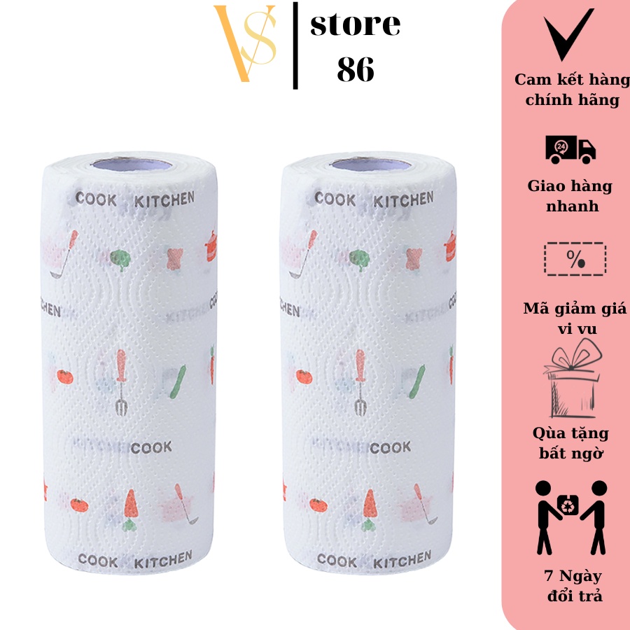 Cuộn giấy lau bếp siêu dai ,thấm dầu mỡ có thể tái sử dụng nhiều lần -Khăn giấy đa năng lau bếp VS STORE