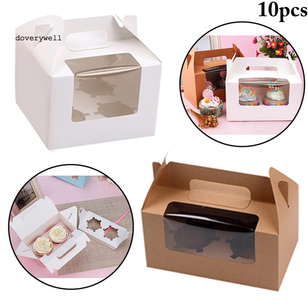 10 Hộp Đựng Bánh Cupcake Bằng Nhựa Trong Suốt