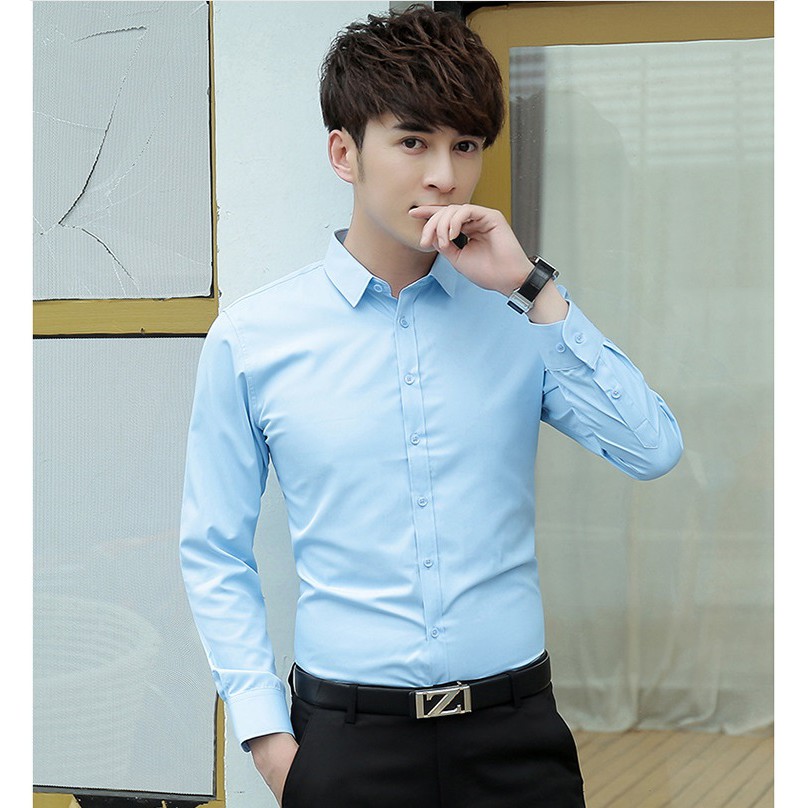 [Có Ảnh Thật Tại Shop] Áo sơ mi dài tay cổ trơn các màu bán chạy | BigBuy360 - bigbuy360.vn