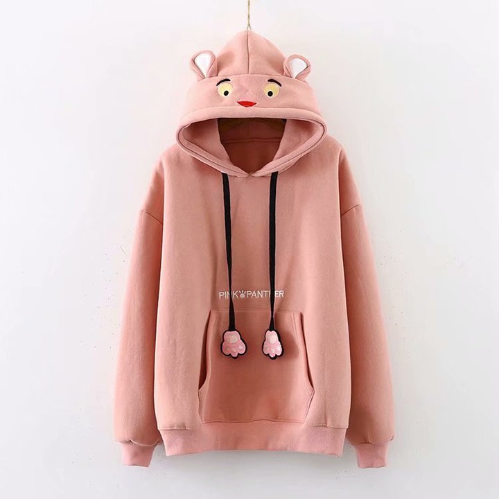 Áo hoodie lót nỉ thời trang nữ hình mèo dễ thương kiếu dáng fresize phong cách năng động trẻ trung