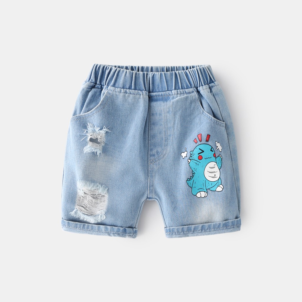 Quần Jean cho bé WELLKIDS quần short Jean họa tiết khủng long chất bò mềm hàng xuất Âu Mỹ