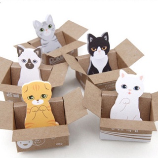 Giấy note, giấy ghi chú đánh dấu trang hình con mèo trong hộp carton dễ thương trang trí bàn học