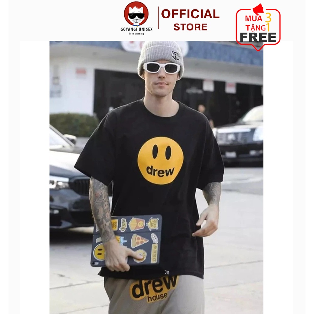 Áo thun Drew dáng rộng phong cách justin bieber