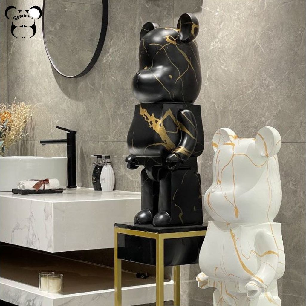 Bearbrick , gấu bearbrick sz 50cm, mẫu đen trắng loang vân chất liệu thạch cao - Chin Official Store