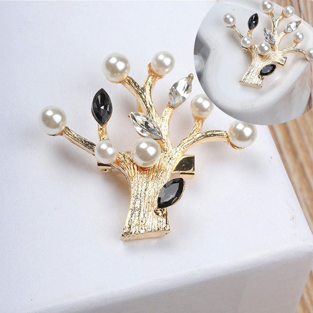 Ghim Cài Áo Hình Nhánh Cây Đính Ngọc Trai Nhân Tạo Thời Trang