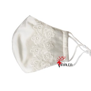 Khẩu trang lụa phối ren cao cấp