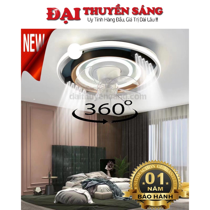 Quạt trần đèn LED xoay 360 độ trang trí 3 chế độ ánh sáng kèm điều khiển từ xa hiện đại MQ1571