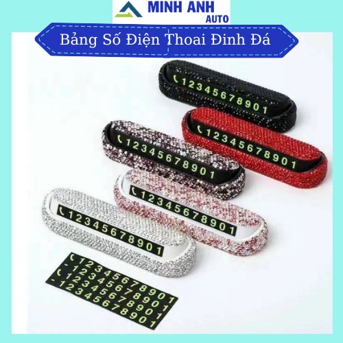 Thẻ ghi số điện thoại đỗ xe phát quang GẮN ĐÁ sang trọng Đặt Taplo ô tô