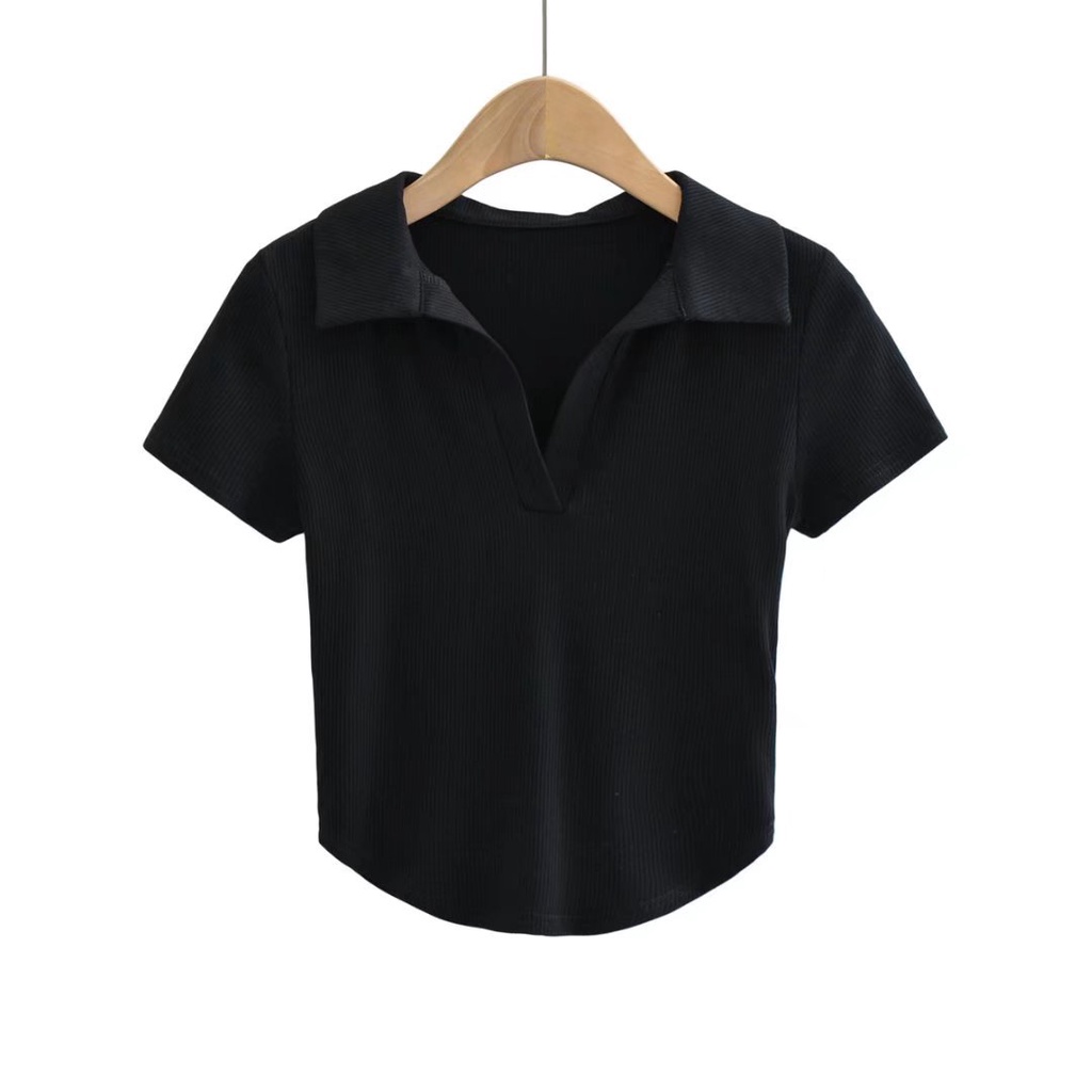 Set áo croptop polo vạt bầu và quần short lưng cao - áo thun polo trắng vạt bầu mix quần short nữ cạp cao SIÊU HOT