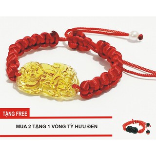 Vòng tay tỳ hưu nam nữ_Vòng tay handmade may mắn (Vàng-Đỏ)