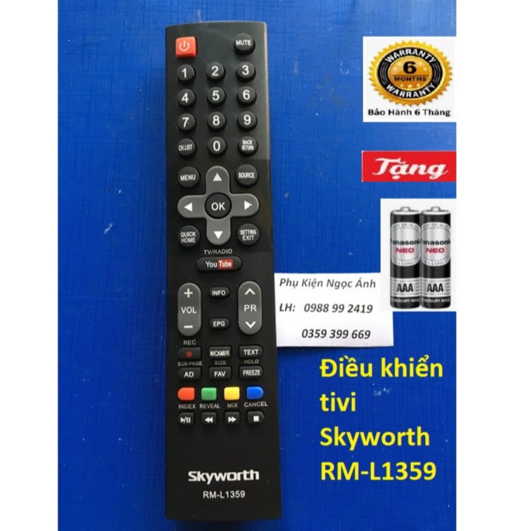 Điều khiển tivi Skyworth RM-L1359 .Bảo hành 6 tháng . Remote tivi Skyworth RM-L1359