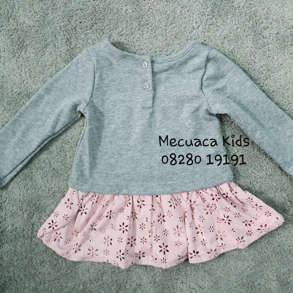 [1-6y] Áo Váy da cá phối chân da lộn hồng cho bé gái (form hơi nhỏ)