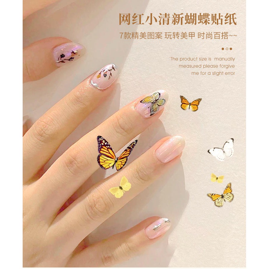 Nail Sticker Mẫu Bướm Tuyệt Đẹp - Trang Trí Dán Móng Tay Dễ Thương