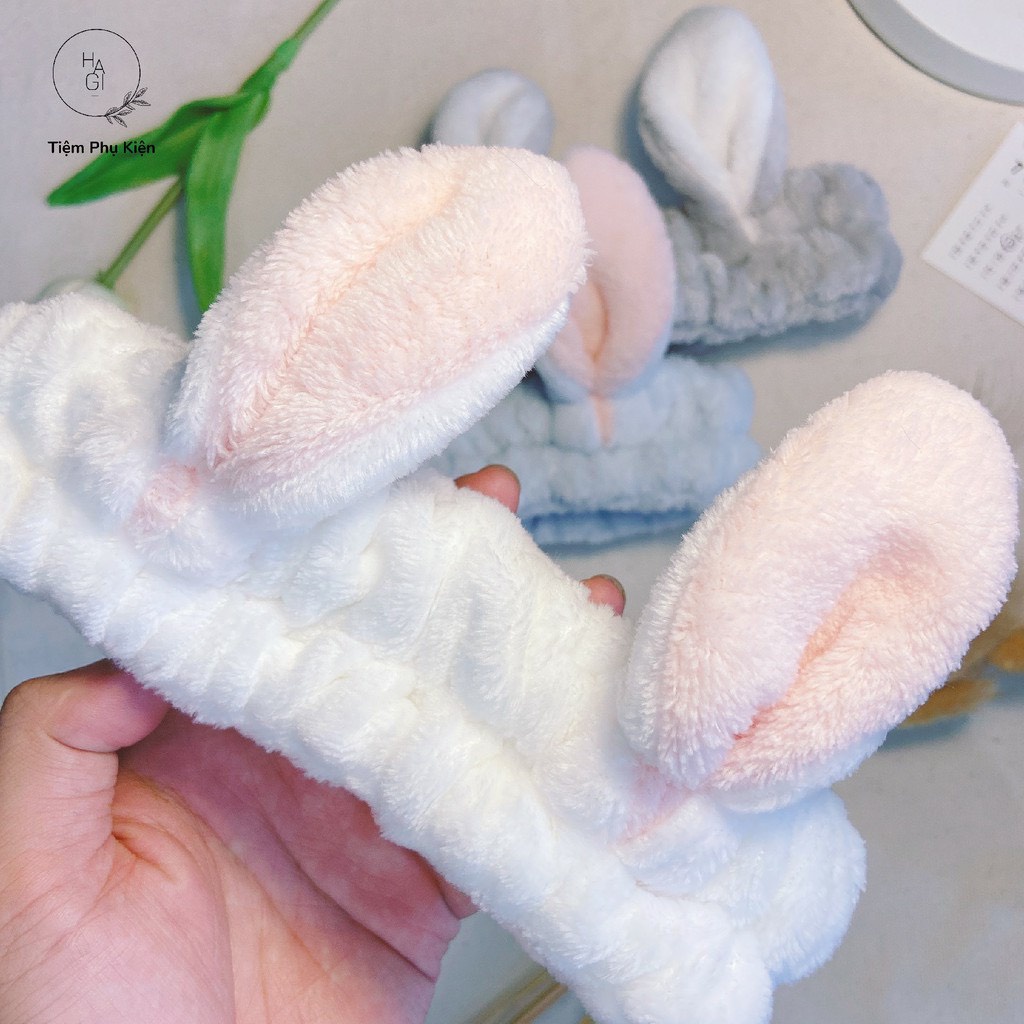 [Mã FAMARAL2 giảm 10K đơn 50K]Băng đô rửa mặt, cài tóc tai thỏ 3D cute vải nhung mềm mượt Hàn Quốc 1019