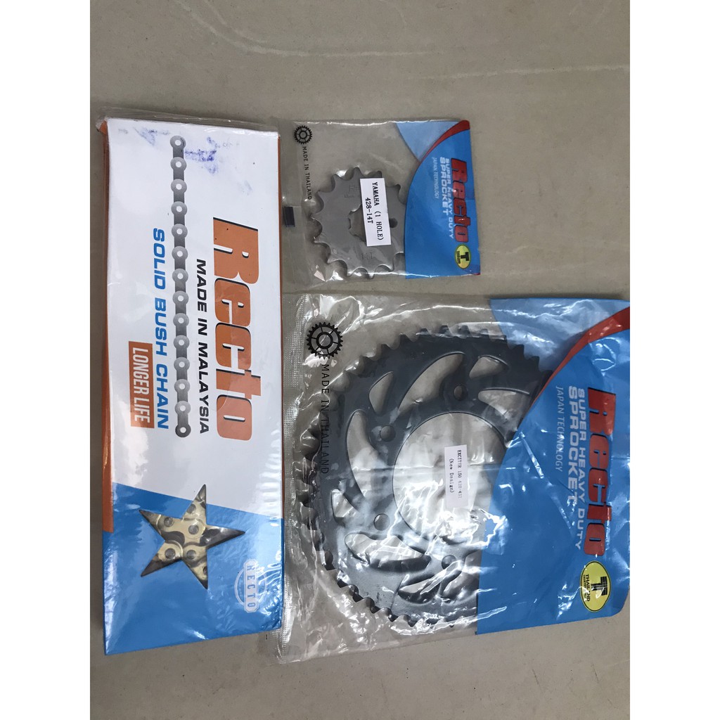 Bộ NSD Exciter 150 (nhông dĩa Recto43T, sên vàng Recto 9ly) size độ