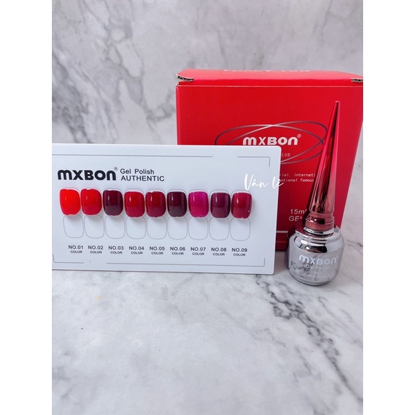 sơn gel mxbon set đỏ 9 màu lên màu chuẩn đẹp