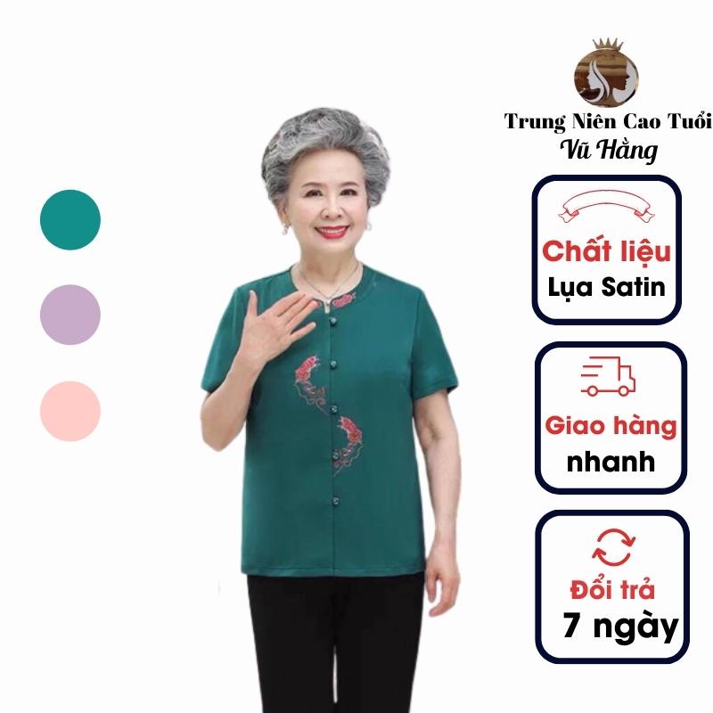 Áo trung niên nữ, áo kiểu trung niên mềm mịn, không nhăn, thấm mồ hôi