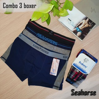 [Combo 3] quần lót boxer nam ngẫu nhiên  chất liệu cotton và thun lạnh Seahorse Underwear
