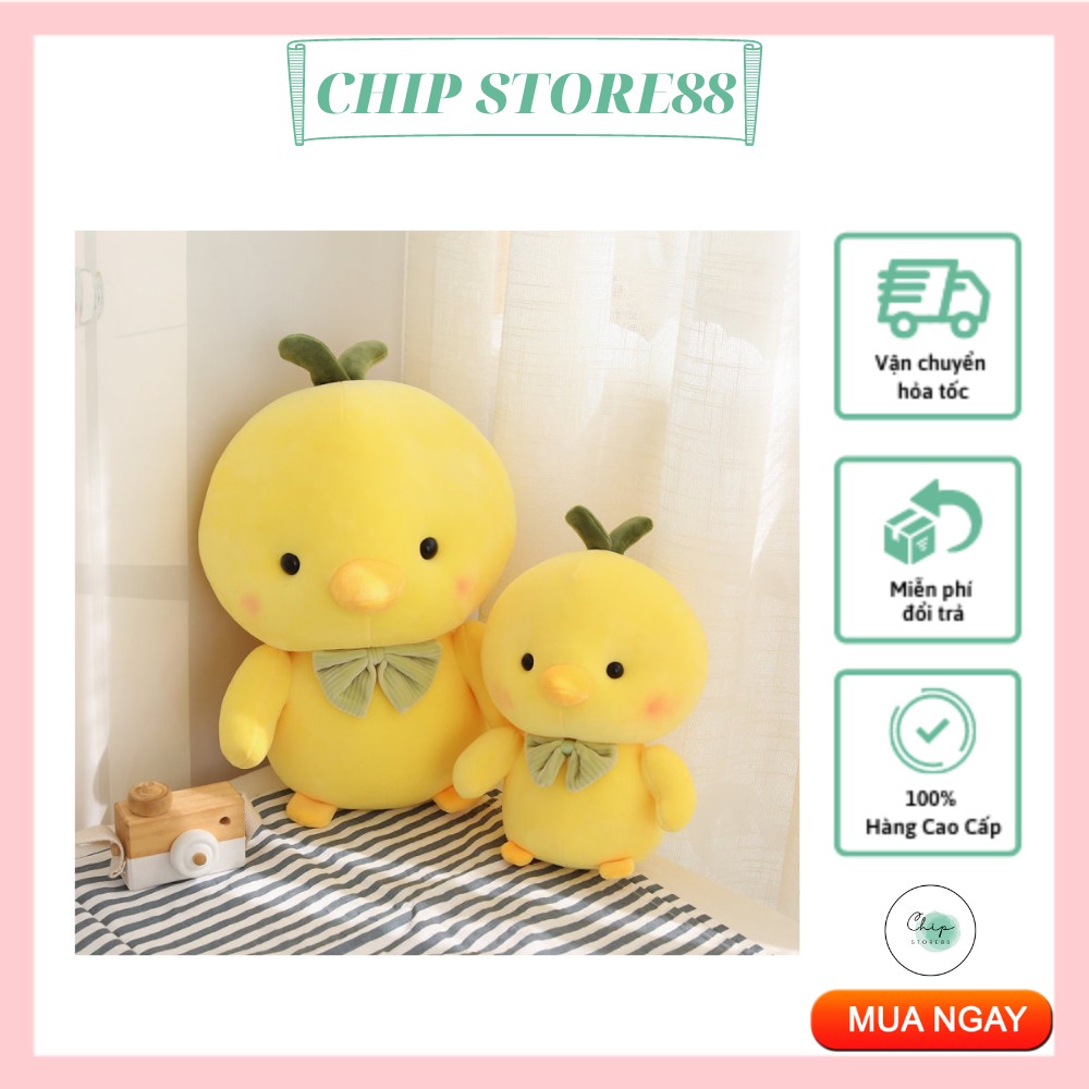 Gấu Bông Gà Vàng Cao Cấp - Thú Nhồi Bông Gà Vàng Thắt Nơ nhồi Cho Bé, Quà Tặng size 30cm CHIP STORE88