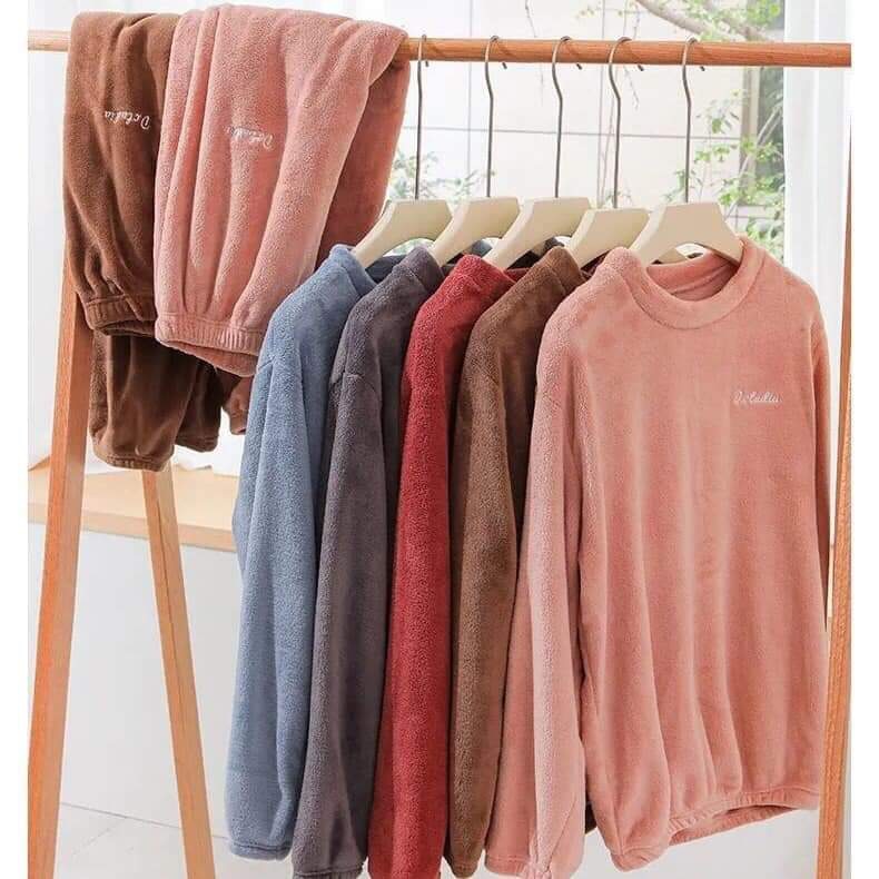 Bộ ngủ bông dài tay thời trang thu đông free size từ 40 - 55kg
