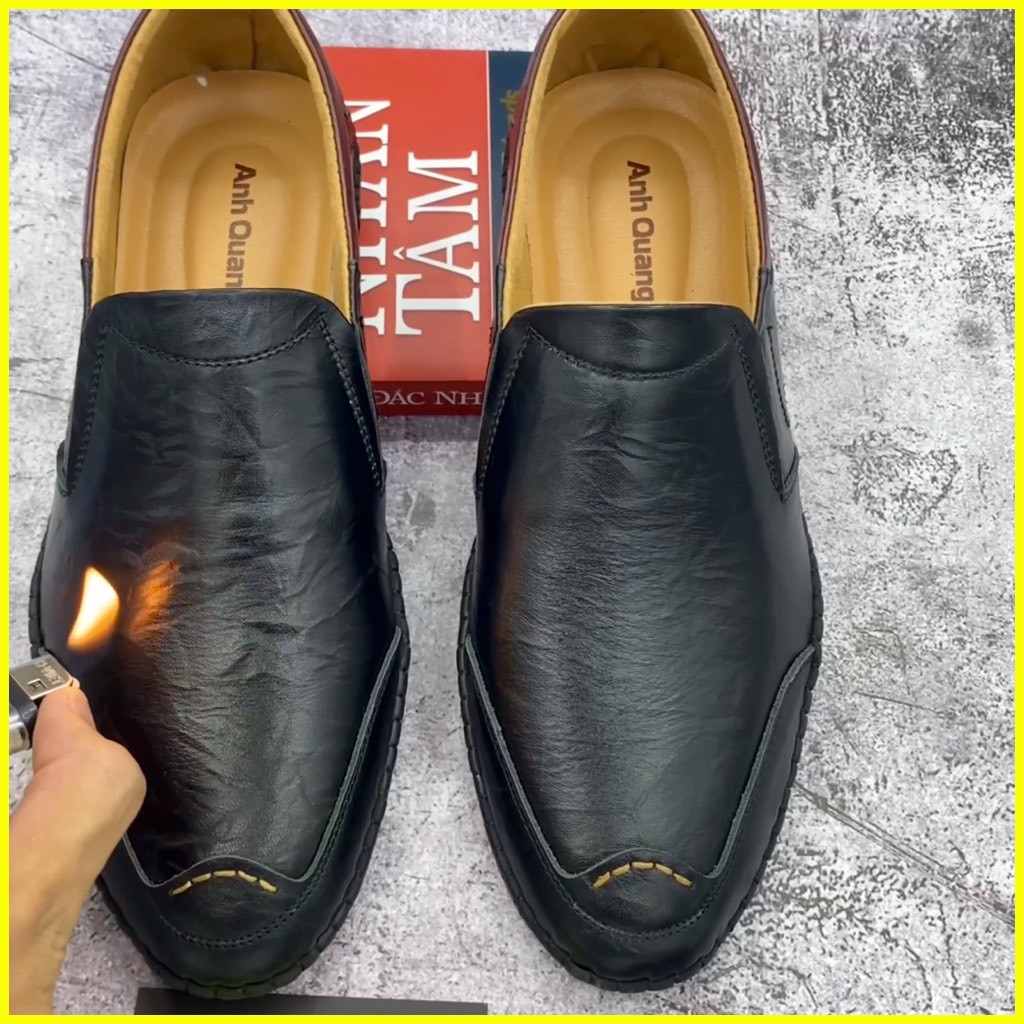 Giày lười nam da bò cao cấp thiết kế trẻ trung tinh tế từ đường kim mũi chỉ Anh Quang Store AQ262