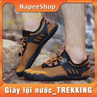 Giày phượt, TREKKING, thể thao, leo núi, tập GYM, YOGA, lội nước, đế cao su đàn hồi, thoáng khí, thoát nước _VÀNG