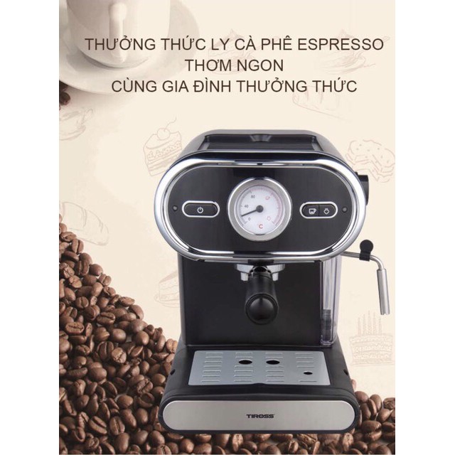 [Tiross123] Máy pha cà phê Tiross TS6211 Espressno (15bar), Sản phẩm chính hãng bảo hành 12 tháng