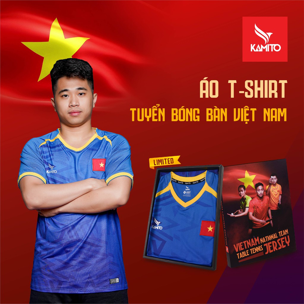 Áo Thun T-shirt Đội Tuyển Bóng Bàn KAMITO Việt Nam Bản Limited