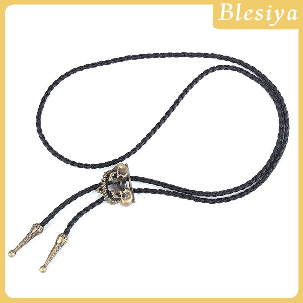 (Hàng Mới Về) Vòng Cổ Da Mặt Đầu Lâu Phong Cách Cao Bồi Phương Tây