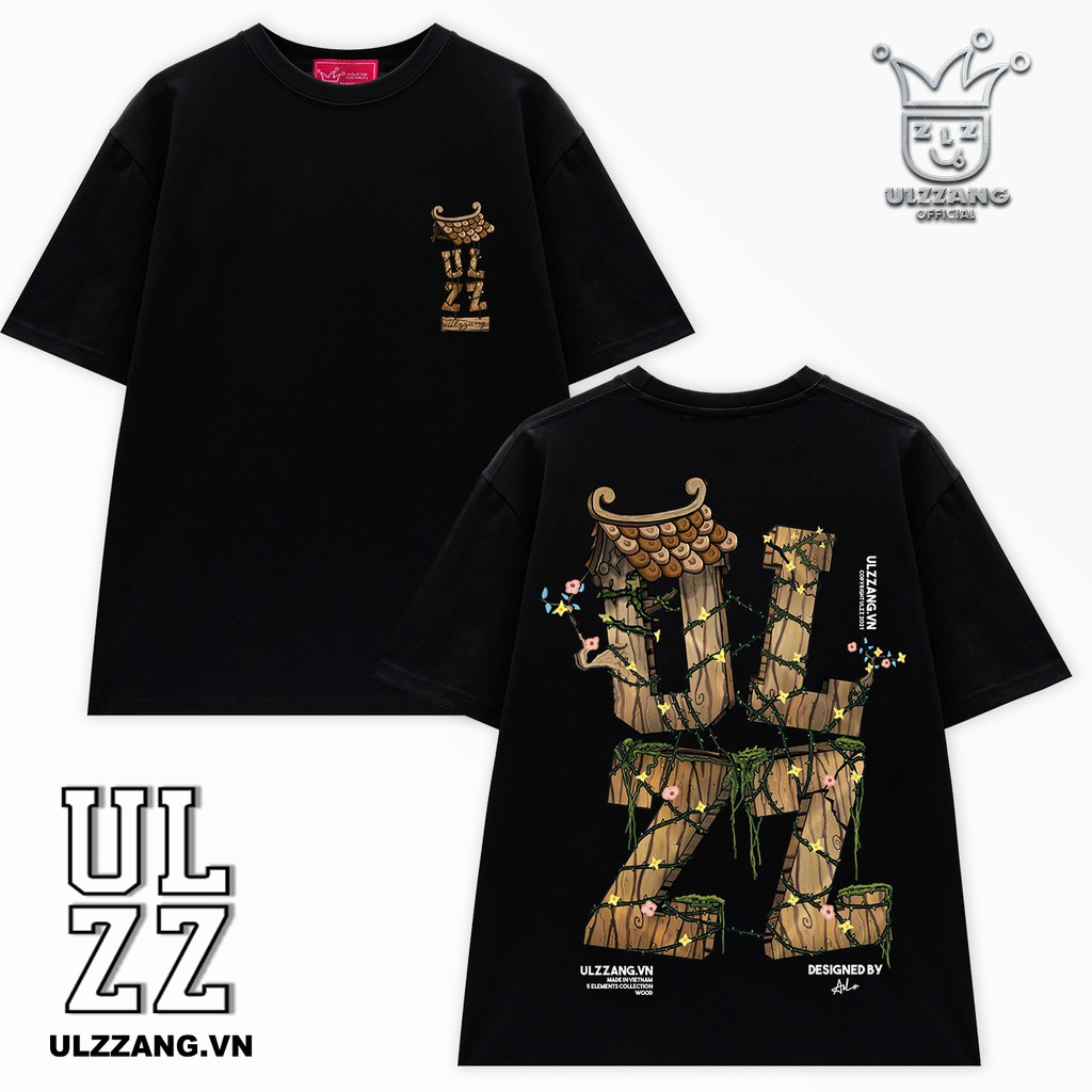 Áo phông tay lỡ local brand ULZZ ulzzang unisex in hình five elements wood form dáng rộng U-5