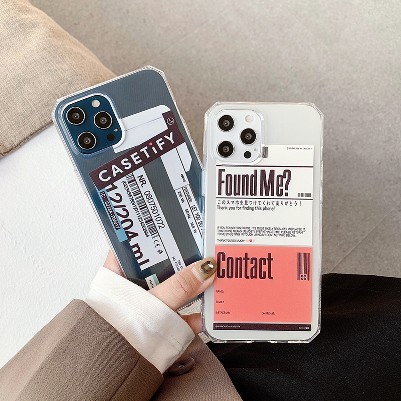 Ốp điện thoại mềm in chữ CASETIFY / Found Me Contact cho iPhone 12 11 Pro Max 6 6s 7 8 Plus XR X XS MAX mini SE 2020