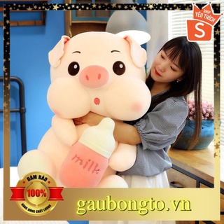 Gấu bông to Heo Lợn ôm bình sữa, Hổ ôm bình sữa , gối ôm hình thú nhồi bông Hổ ôm bình sữa siêu hot -Freeship