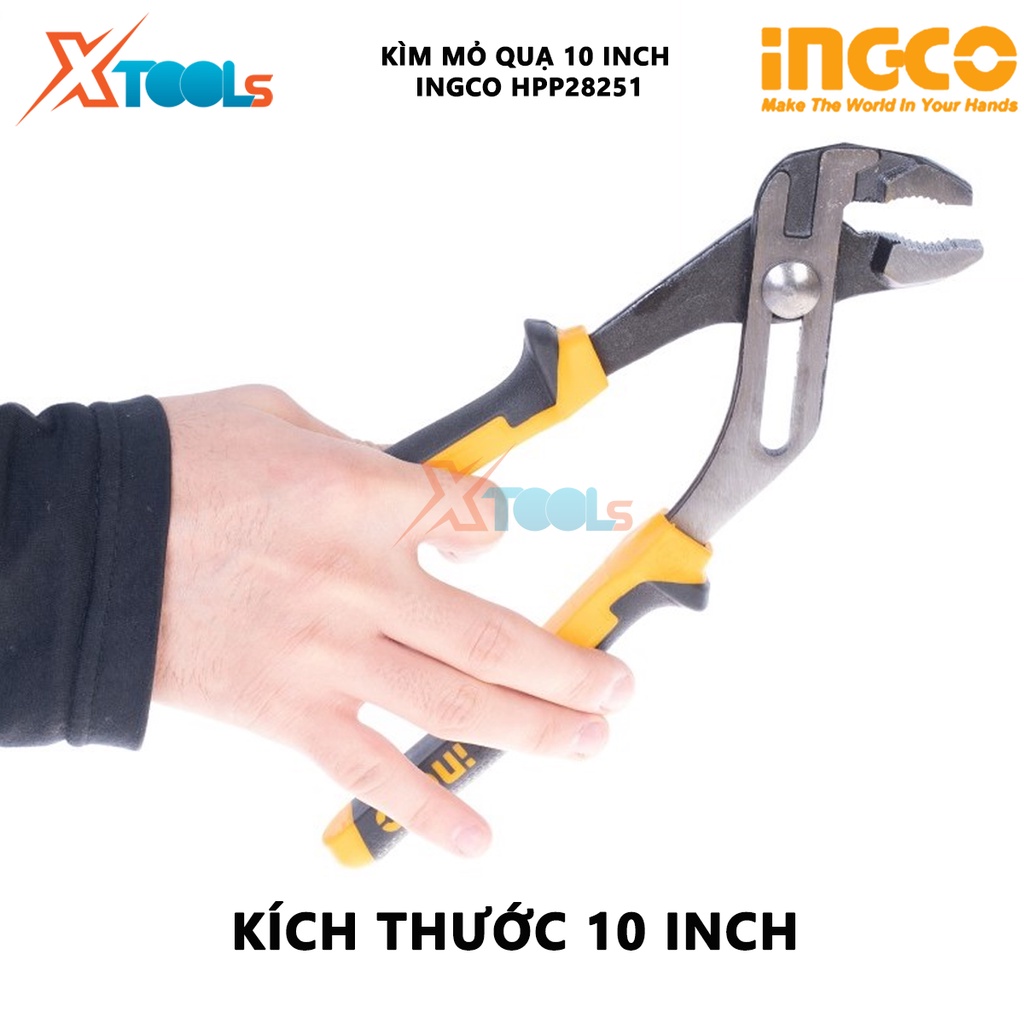 Kìm mỏ quạ Ingco HPP28251 | kìm tuốt dây điện dùng thép CRV cao cấp, kích thước 250mm, đầu kềm đánh bóng và chống gỉ dùn